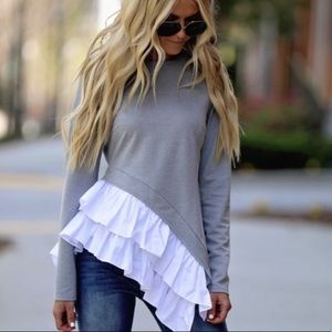 Vici Avant ruffle contrast top- NWOT